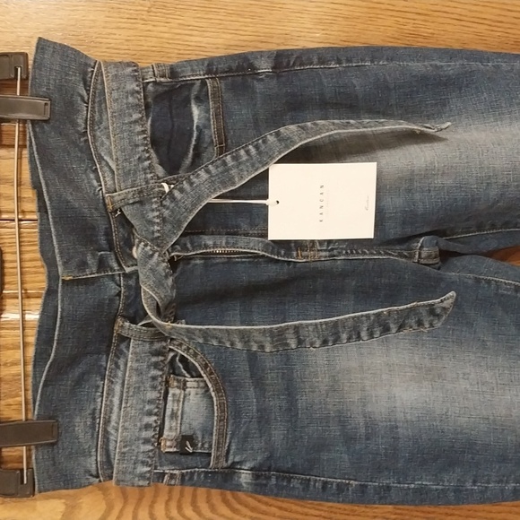 Kancan NWT Women's Sz 7/27 High Rise Paper Bag W/Belt Skinny Jeans Med Blue Wash - Picture 1 of 12